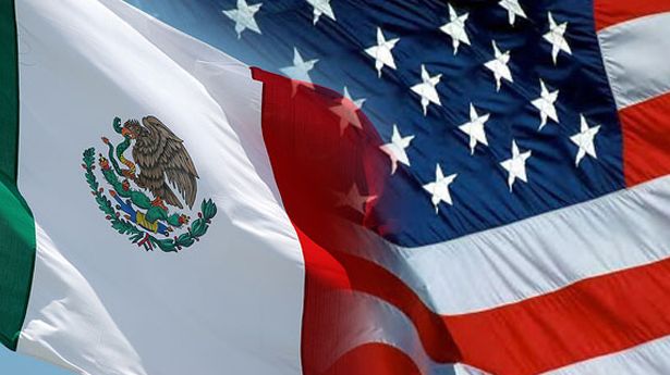 Mexico and US flag